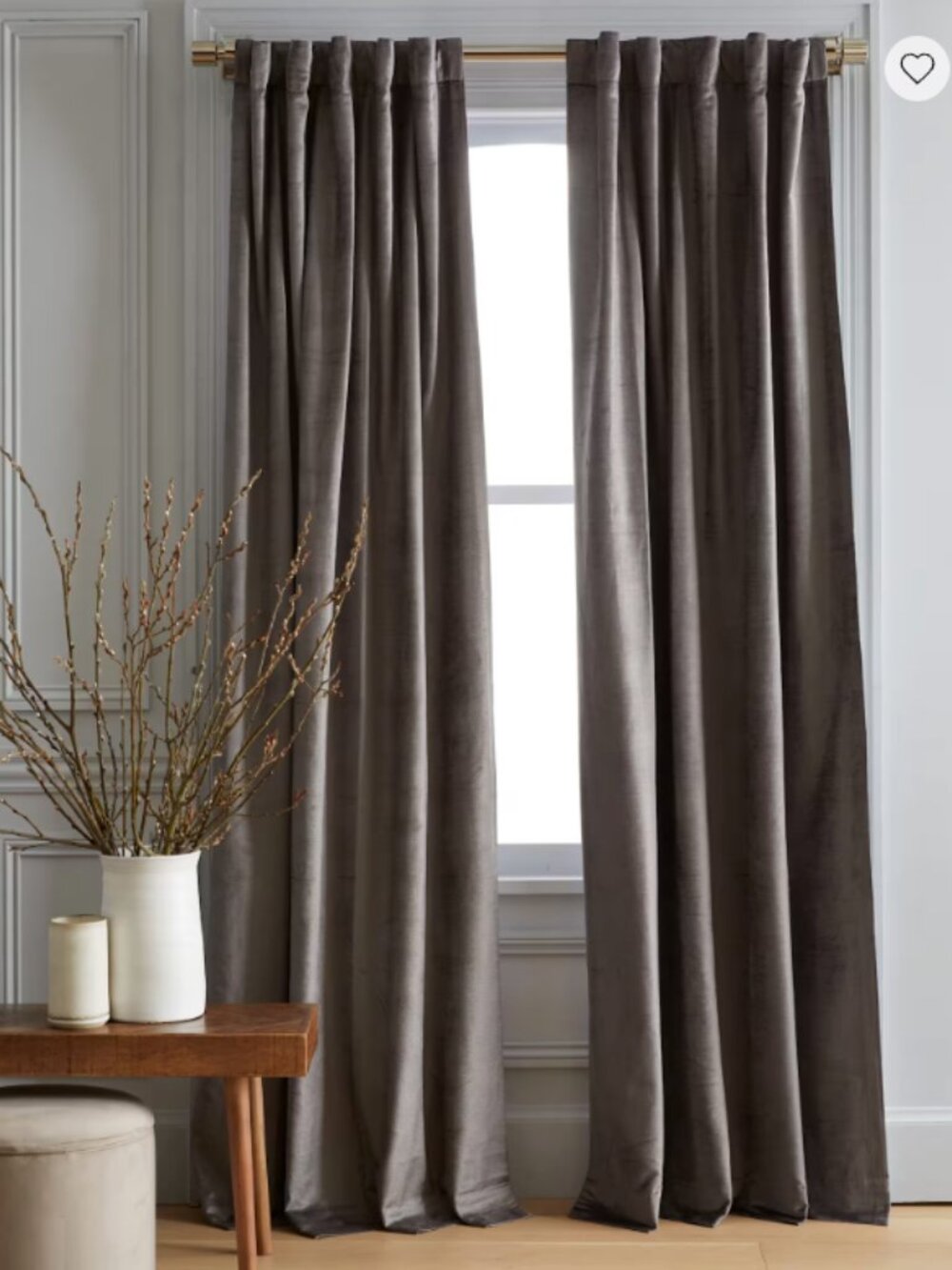 NWOT Quince Luster Velvet Curtain Panel 48x96 SlateLight Filtering Luxe (115)